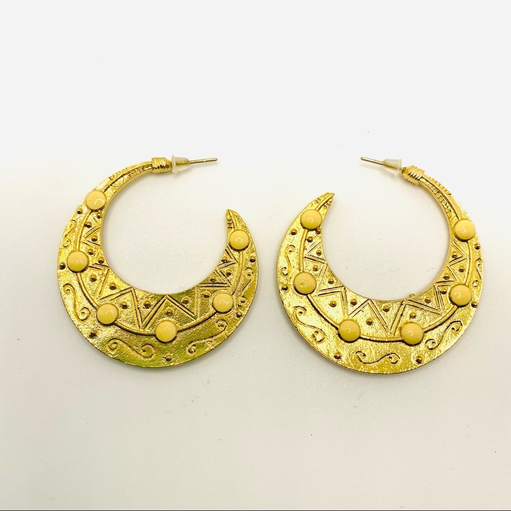 Earrings Boho Golden Loops. Pierced - Picture 5 of 5